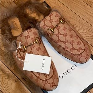 Gucci Brown Loafers with Gold Accents